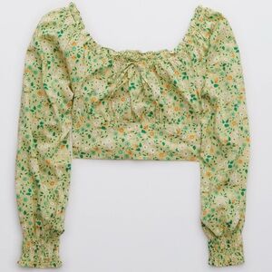 LIKE NEW! Aerie Floral Long Sleeve Crop Blouse